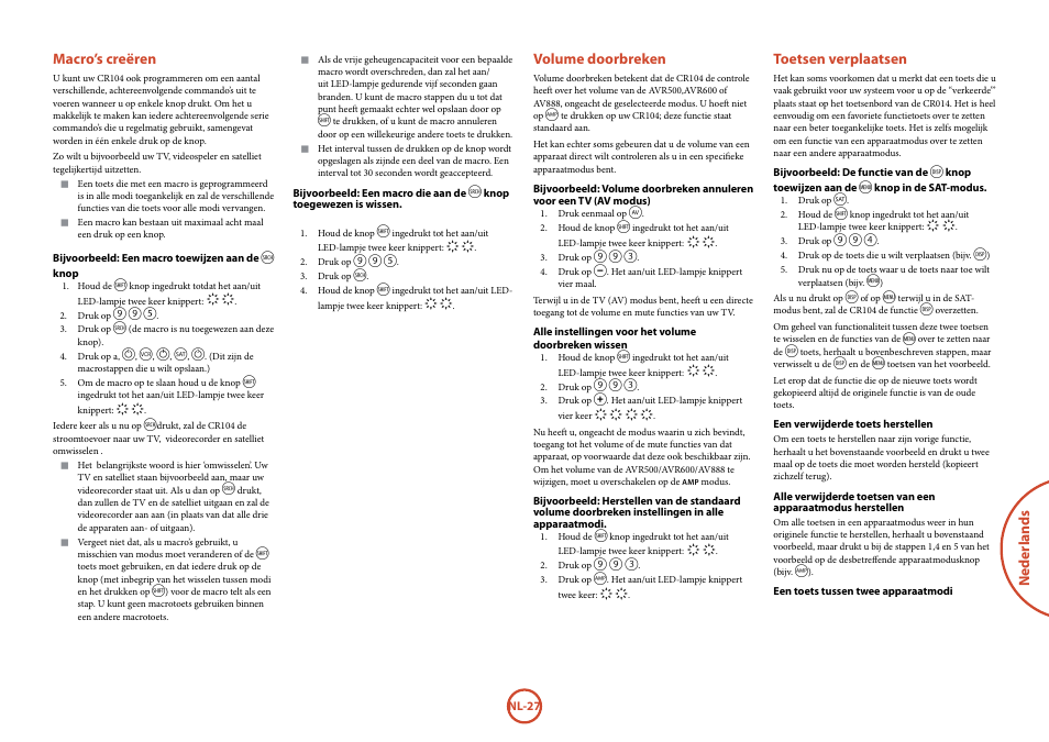 Neder lands, Volume doorbreken, Toetsen verplaatsen | Macro’s creëren | Arcam FMJ BDP100 User Manual | Page 133 / 148