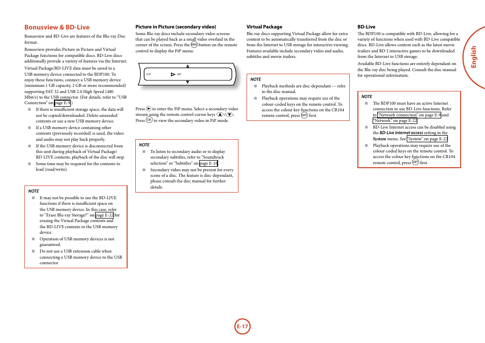 English bonusview & bd-live | Arcam FMJ BDP100 User Manual | Page 19 / 148