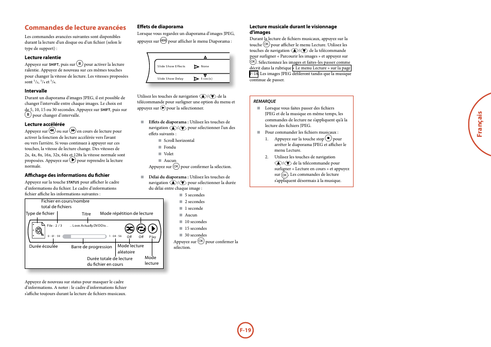 Fr anç ais, Commandes de lecture avancées | Arcam FMJ BDP100 User Manual | Page 57 / 148