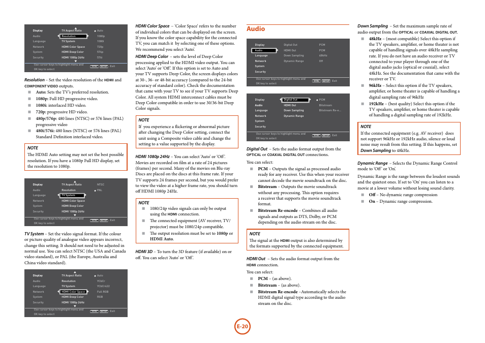 Audio | Arcam FMJ BDP300 User Manual | Page 22 / 46