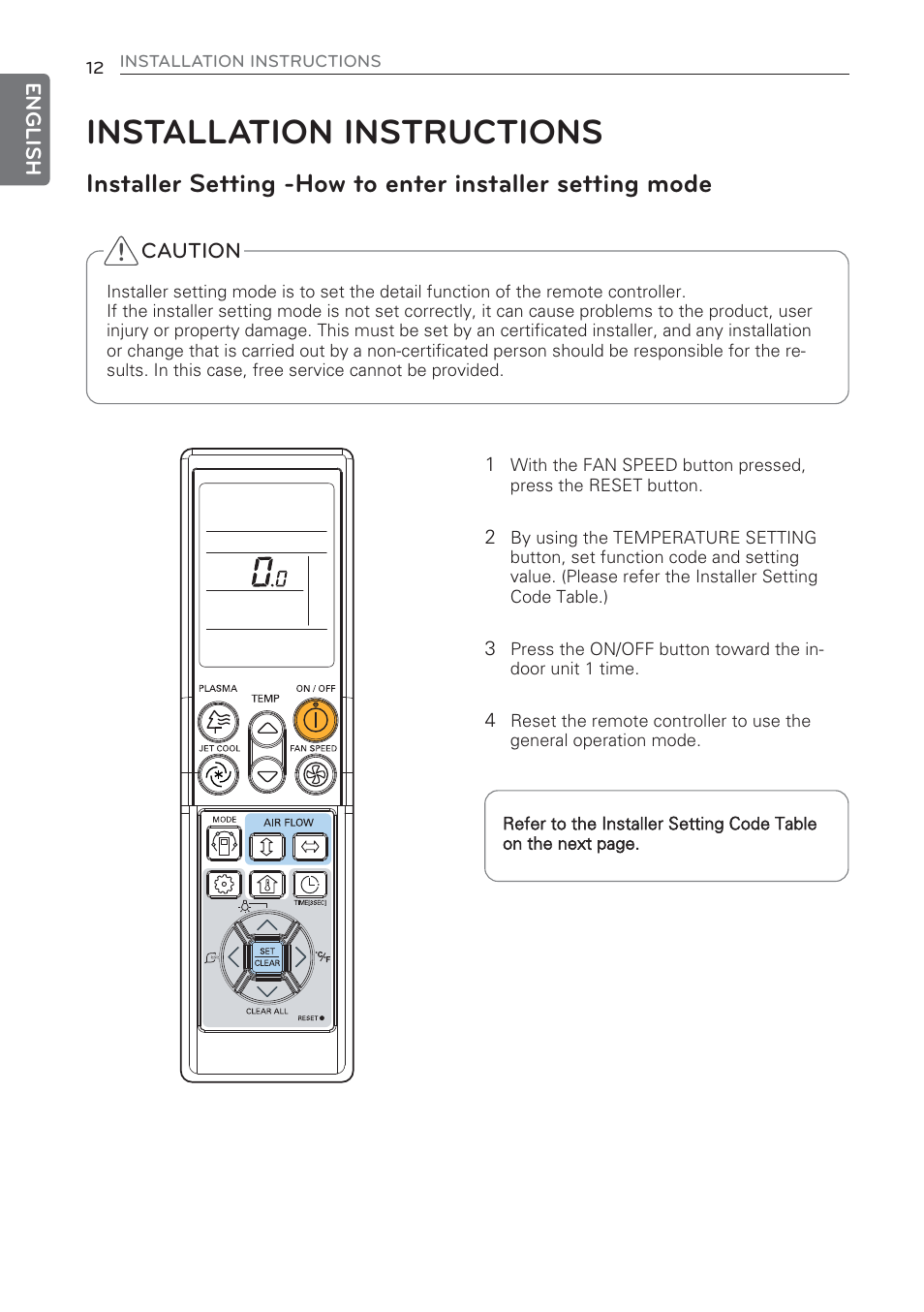 Installation instructions | LG CV09 User Manual | Page 12 / 209