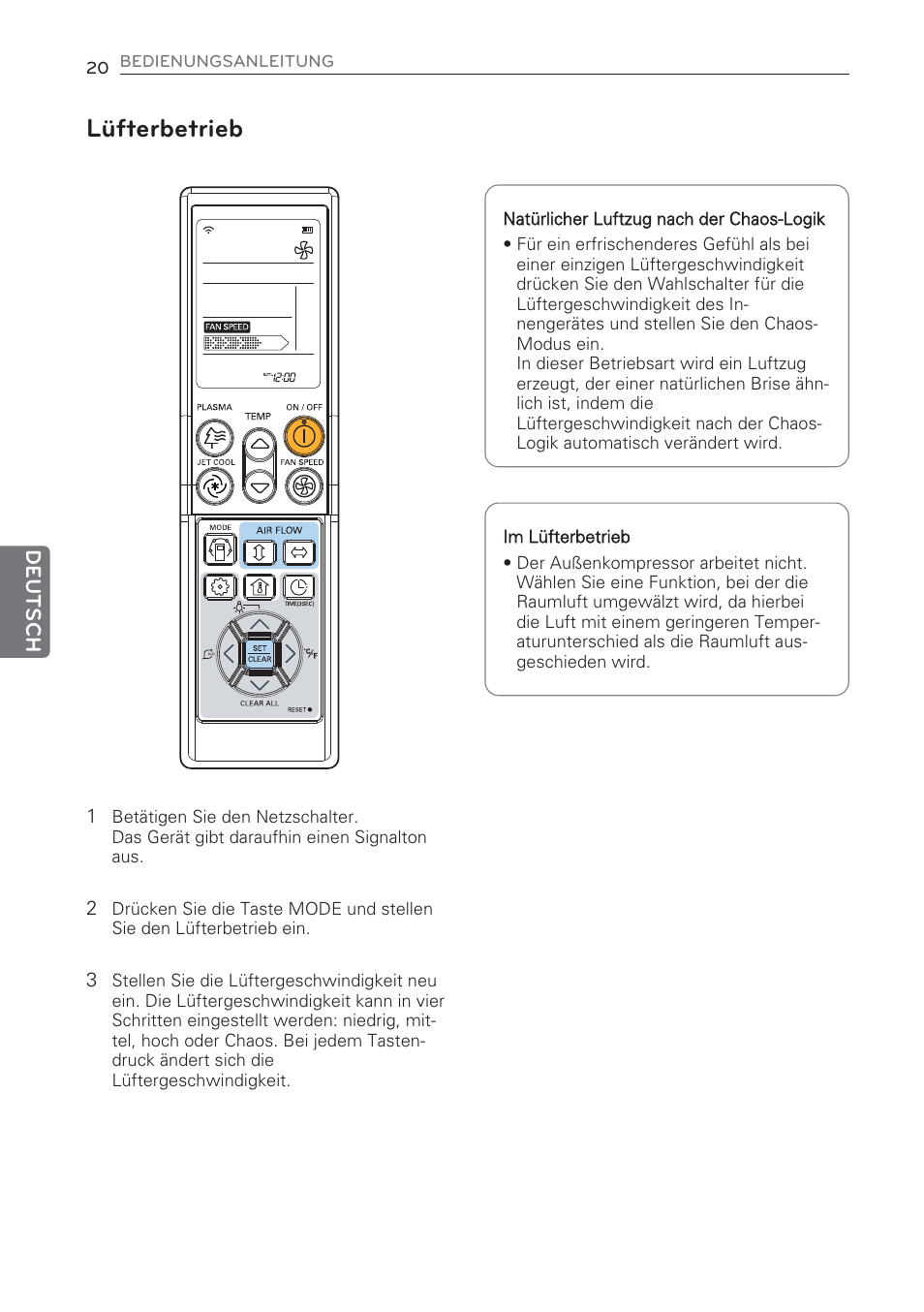 Lüfterbetrieb | LG CV09 User Manual | Page 124 / 209