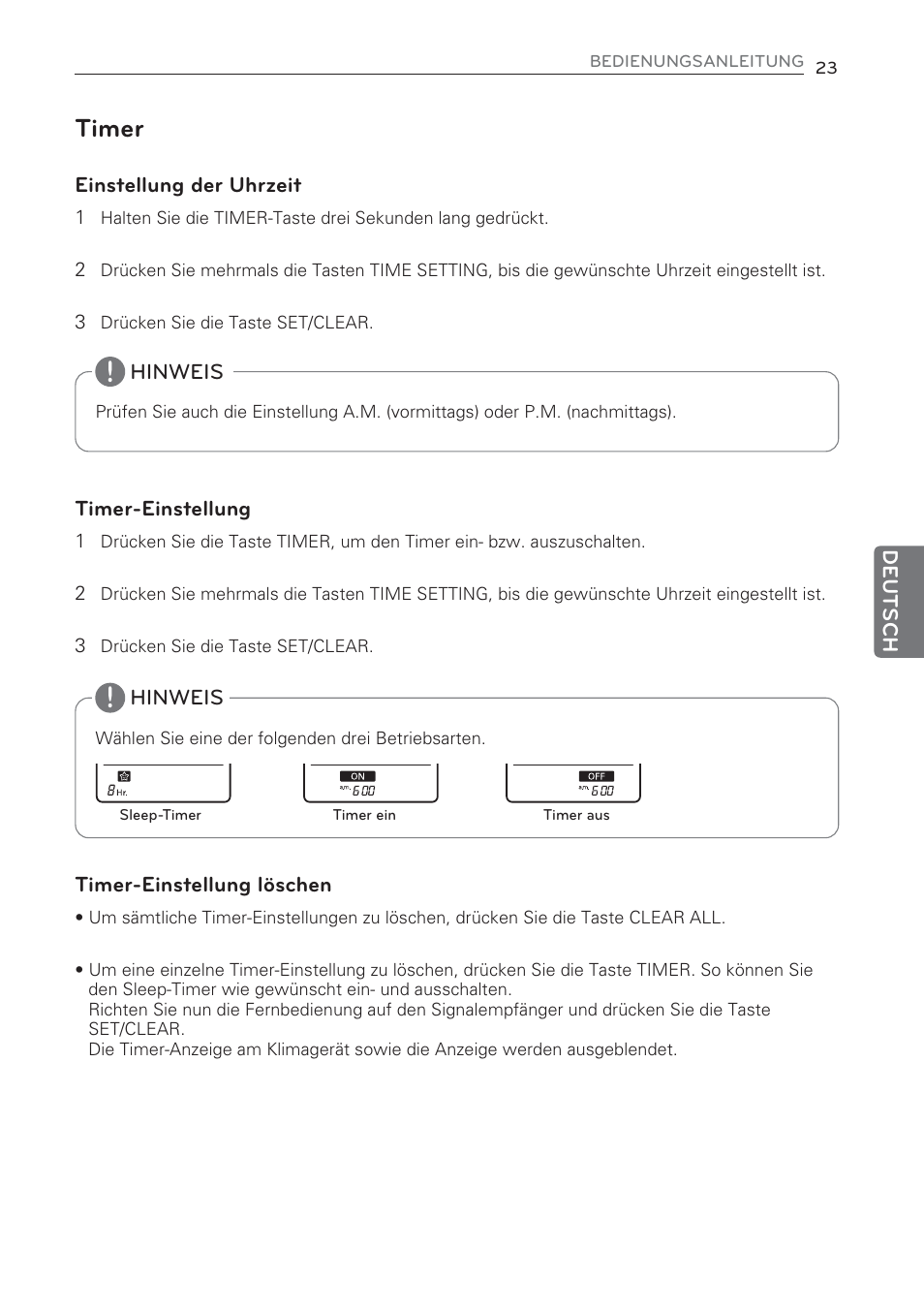Timer | LG CV09 User Manual | Page 127 / 209