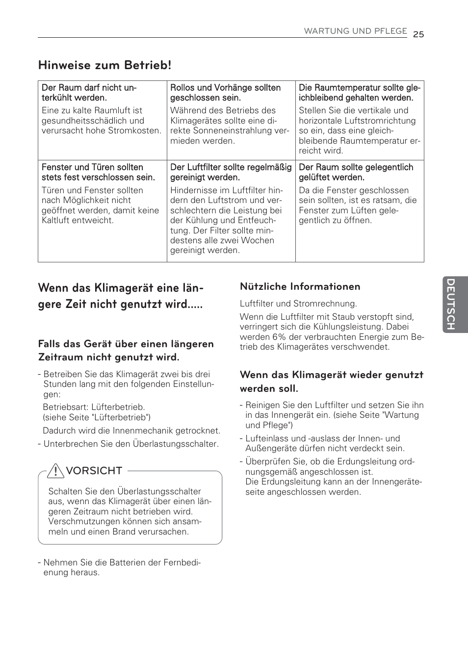 Hinweise zum betrieb | LG CV09 User Manual | Page 129 / 209