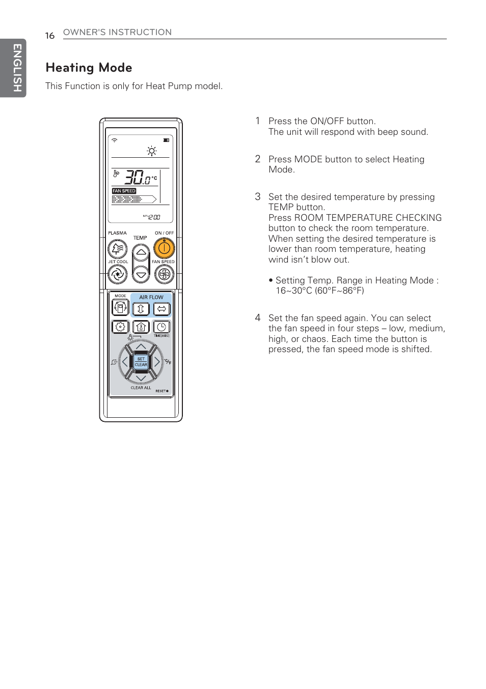 Heating mode | LG CV09 User Manual | Page 16 / 209