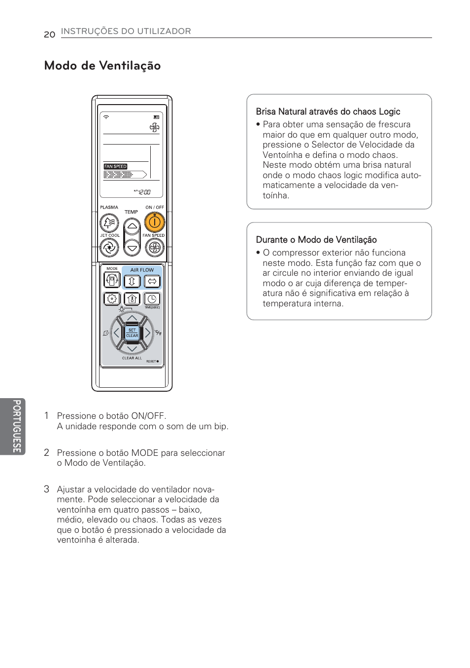 Modo de ventilação | LG CV09 User Manual | Page 176 / 209