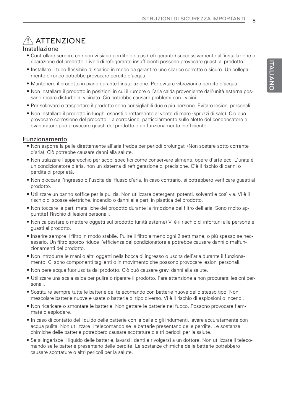 Attenzione, It aliano | LG CV09 User Manual | Page 31 / 209