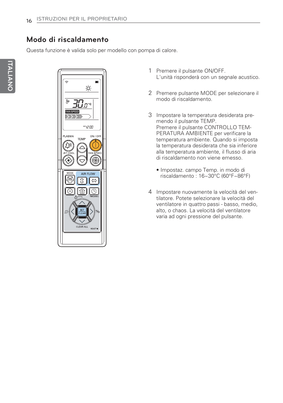 Modo di riscaldamento | LG CV09 User Manual | Page 42 / 209