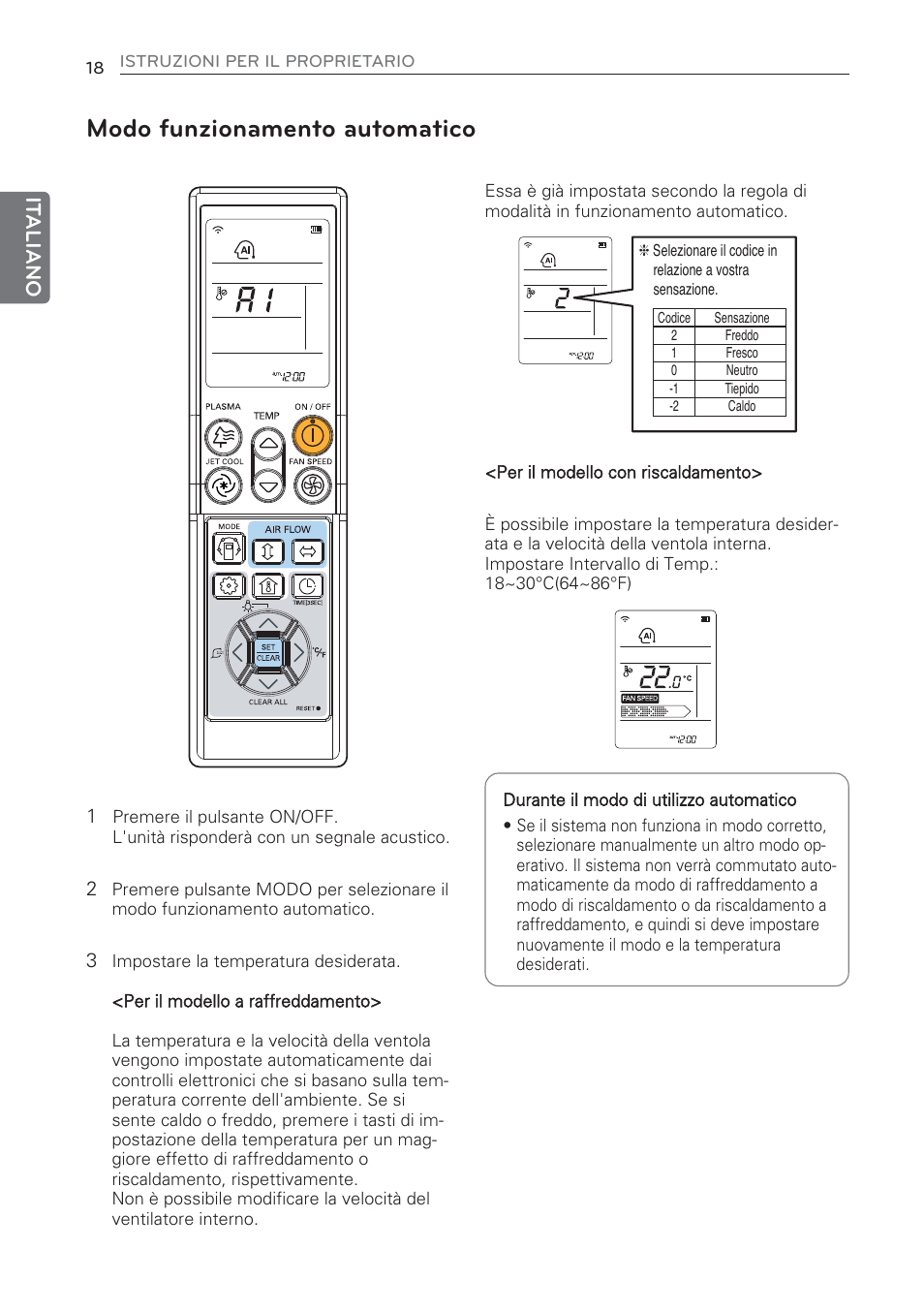 Modo funzionamento automatico, It aliano | LG CV09 User Manual | Page 44 / 209