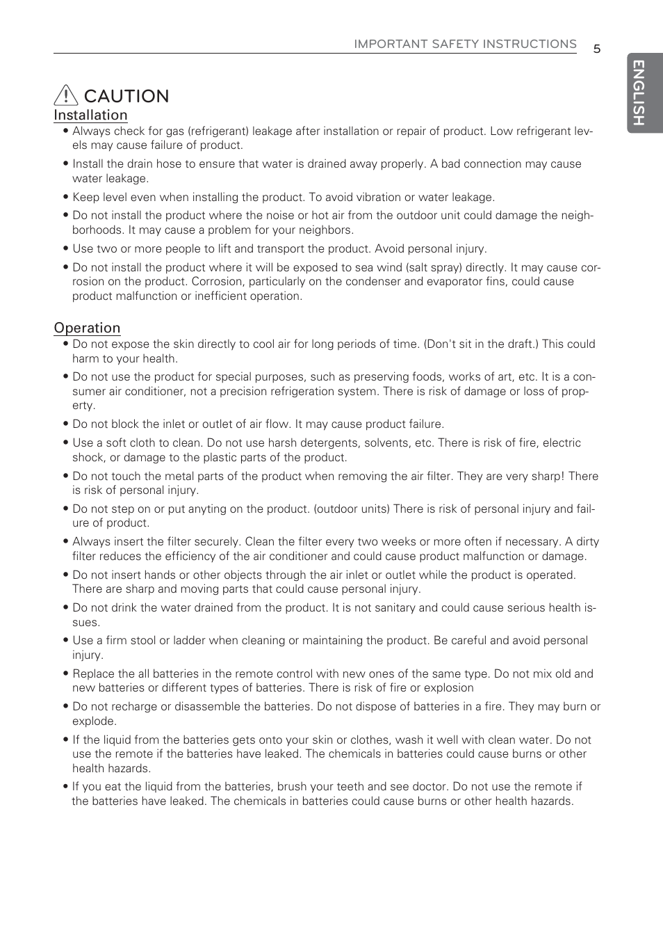 Caution, English | LG CV09 User Manual | Page 5 / 209