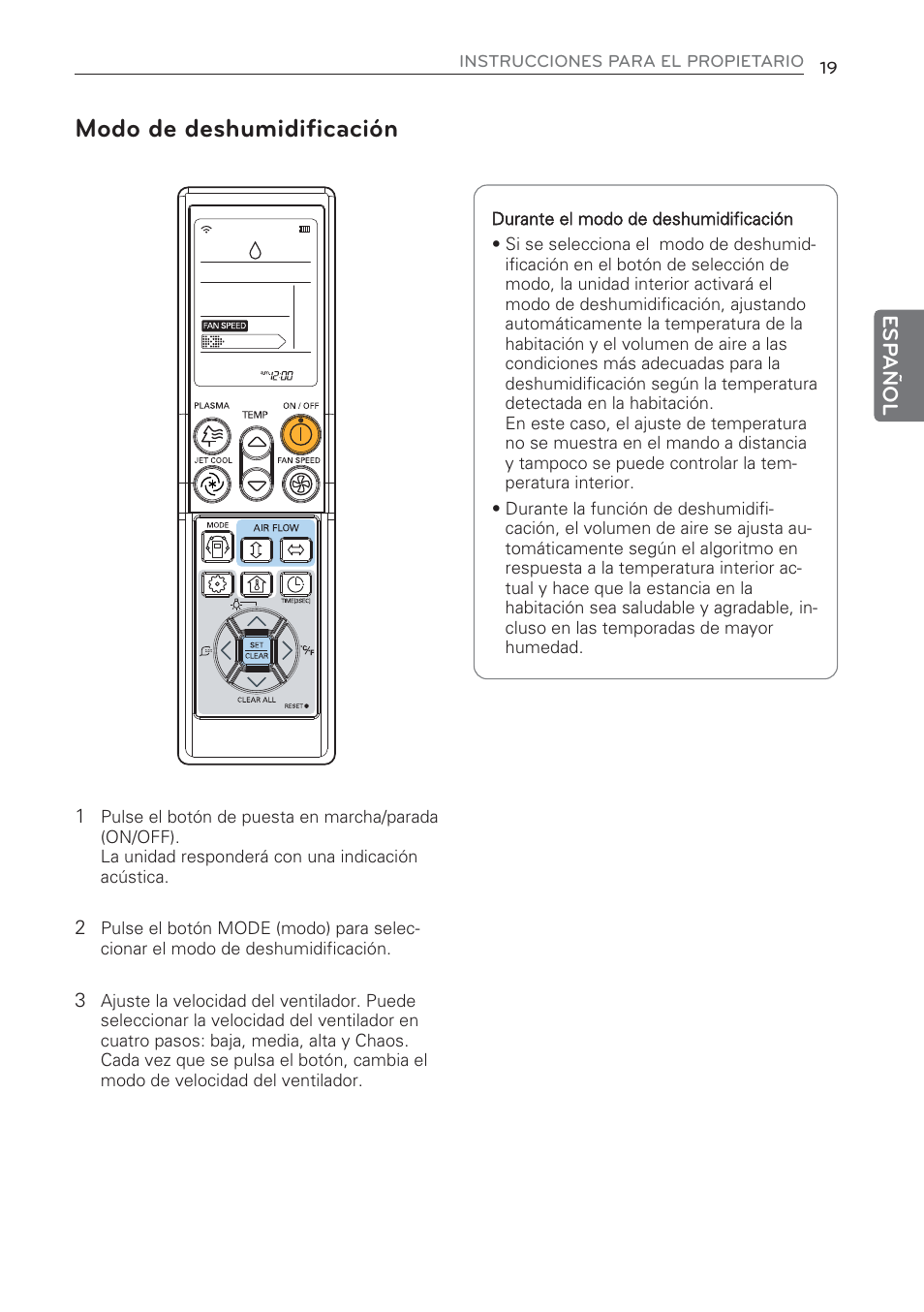 Modo de deshumidificación | LG CV09 User Manual | Page 71 / 209