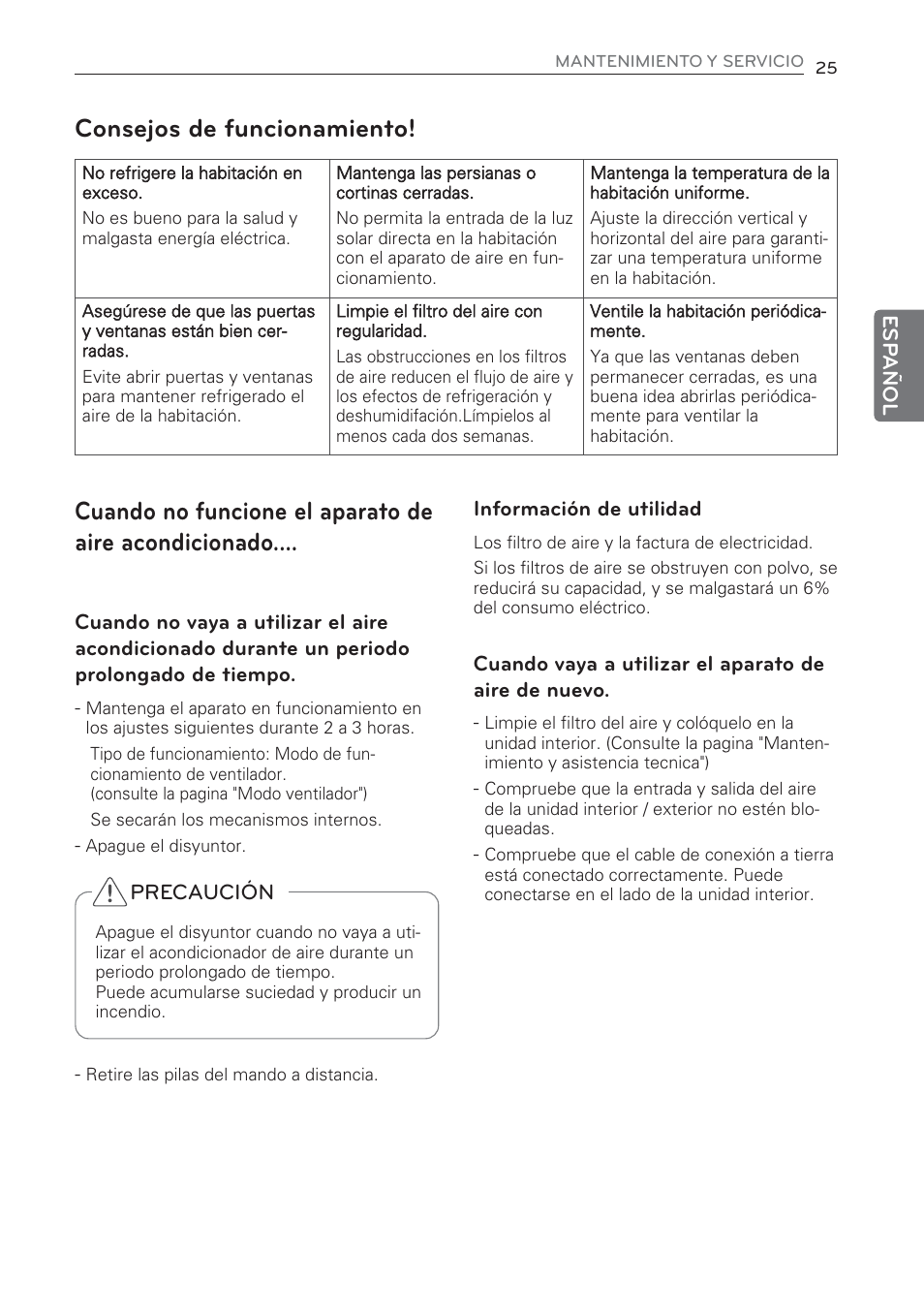 Consejos de funcionamiento | LG CV09 User Manual | Page 77 / 209
