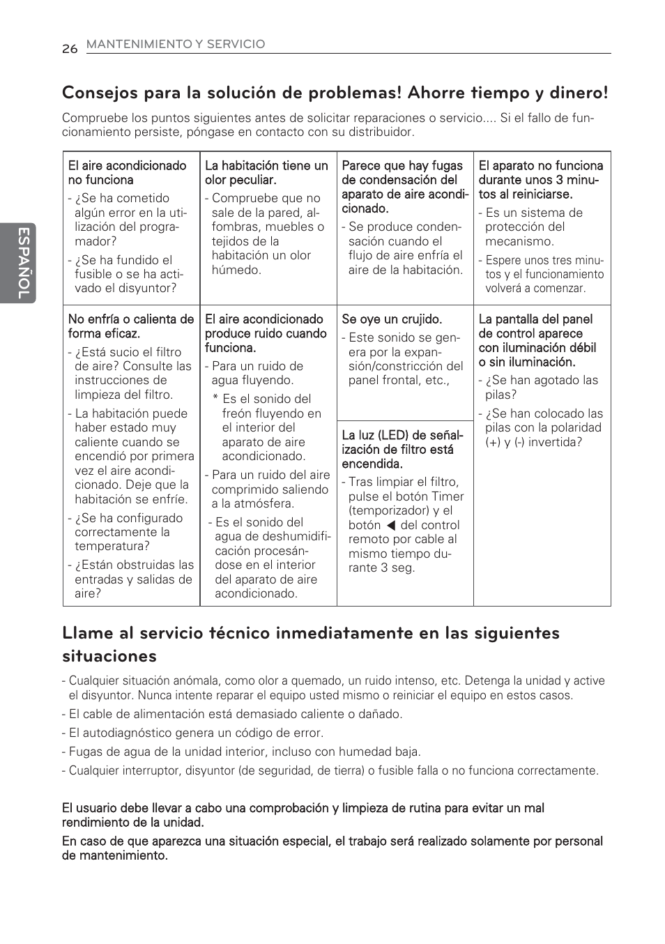 Esp añol | LG CV09 User Manual | Page 78 / 209