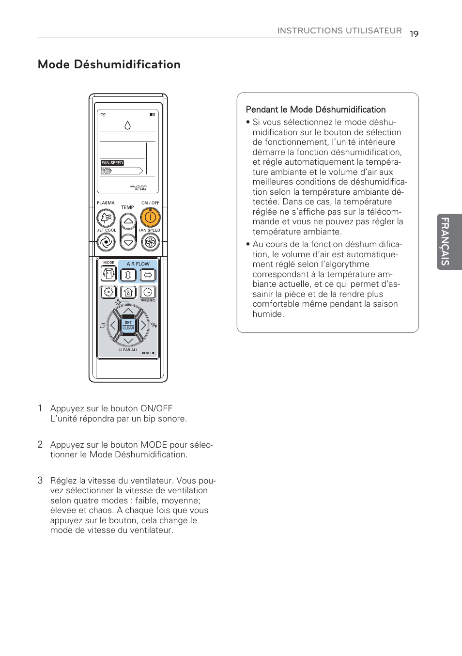 Mode déshumidiﬁcation | LG CV09 User Manual | Page 97 / 209