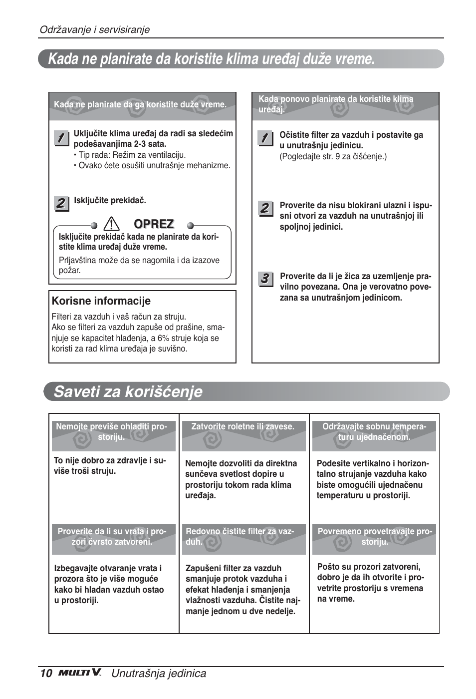 Oprez | LG ARNU12GBHA2 User Manual | Page 154 / 193