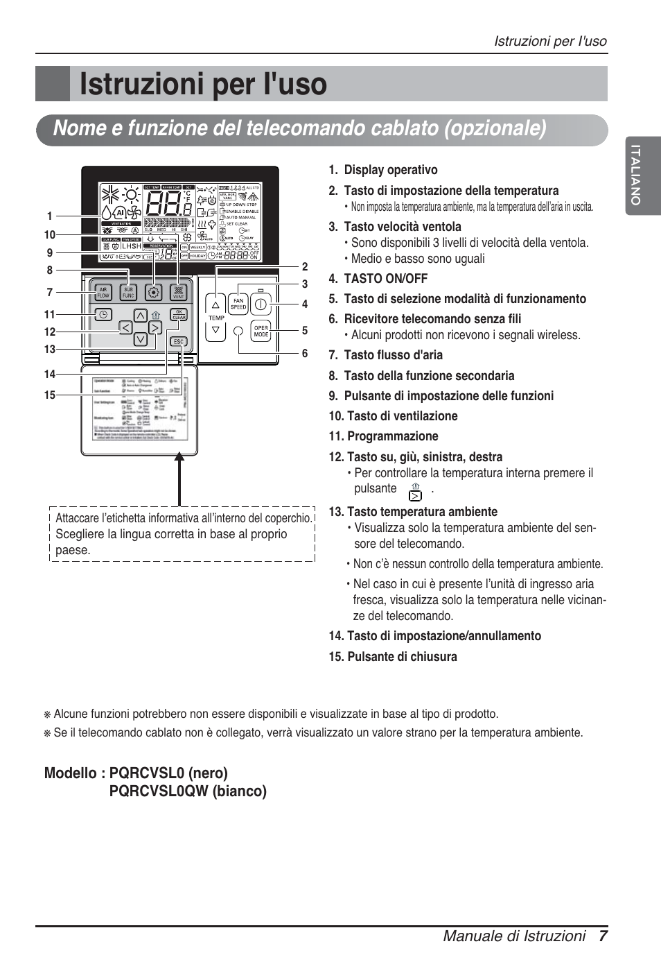 Istruzioni per i'uso | LG ARNU12GBHA2 User Manual | Page 19 / 193