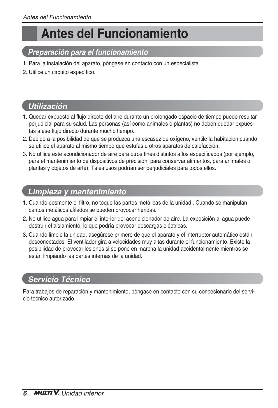 Antes del funcionamiento | LG ARNU12GBHA2 User Manual | Page 30 / 193