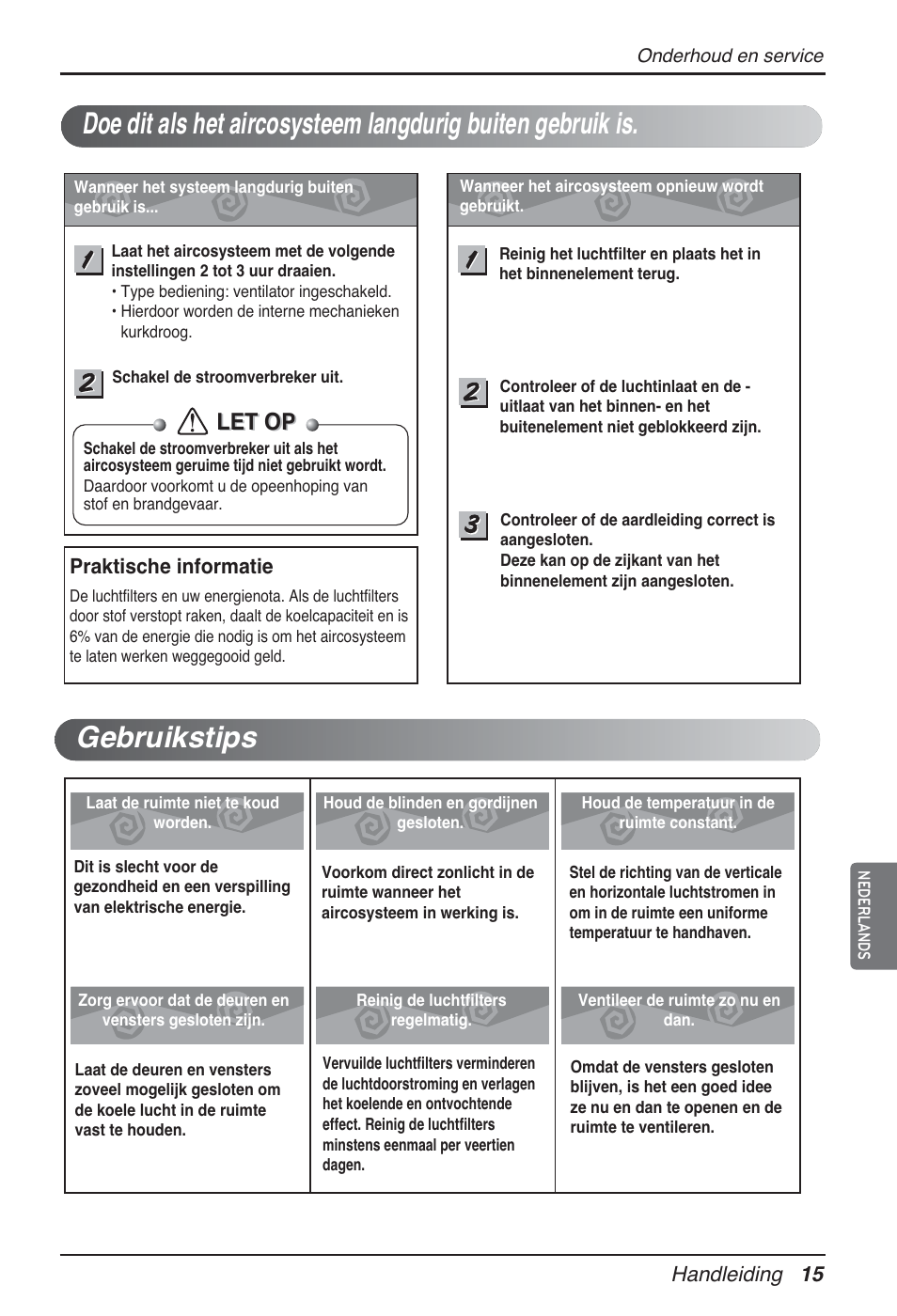 Let op | LG ARNU09GTUC2 User Manual | Page 127 / 273