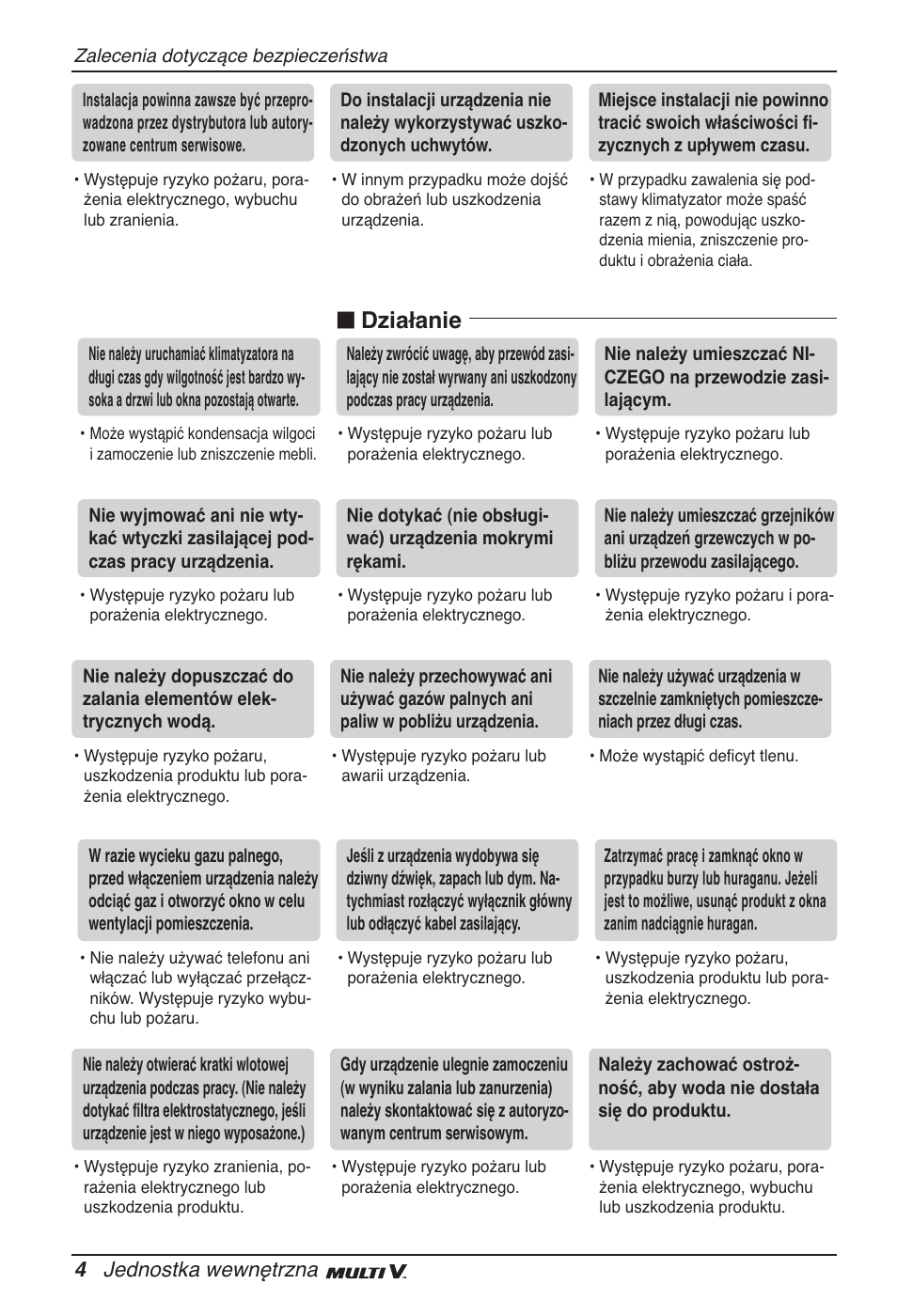 N działanie, 4 jednostka wewnętrzna | LG ARNU09GTUC2 User Manual | Page 132 / 273