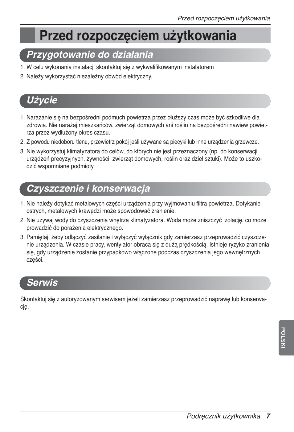 Przed rozpoczęciem użytkowania | LG ARNU09GTUC2 User Manual | Page 135 / 273