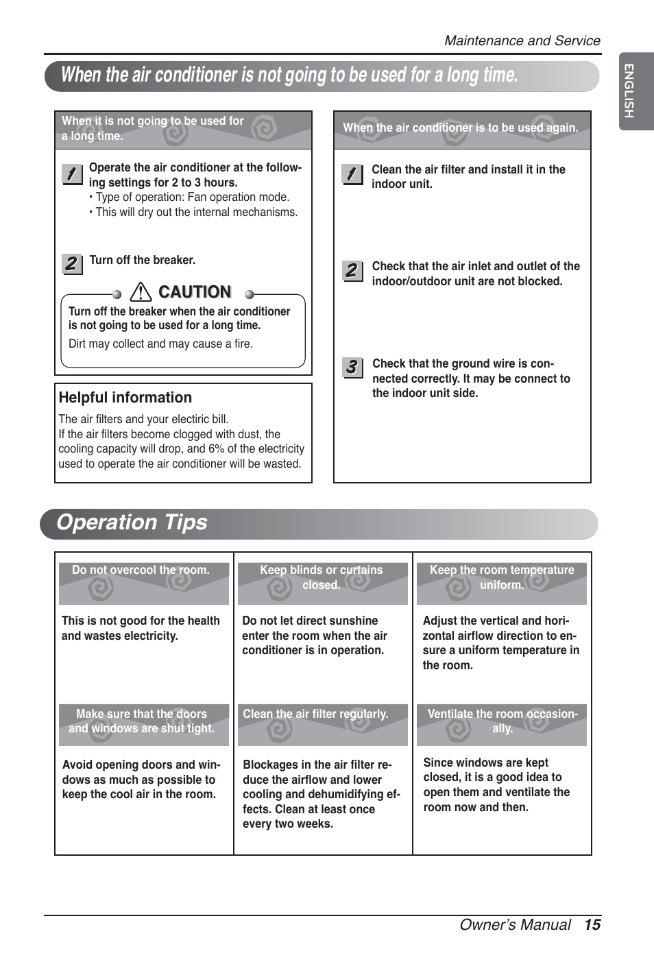 Caution | LG ARNU09GTUC2 User Manual | Page 15 / 273