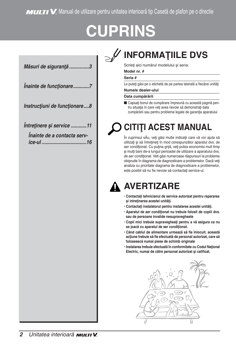 Cuprins, Informaţiile dvs, Citiţi acest manual | Avertizare | LG ARNU09GTUC2 User Manual | Page 178 / 273