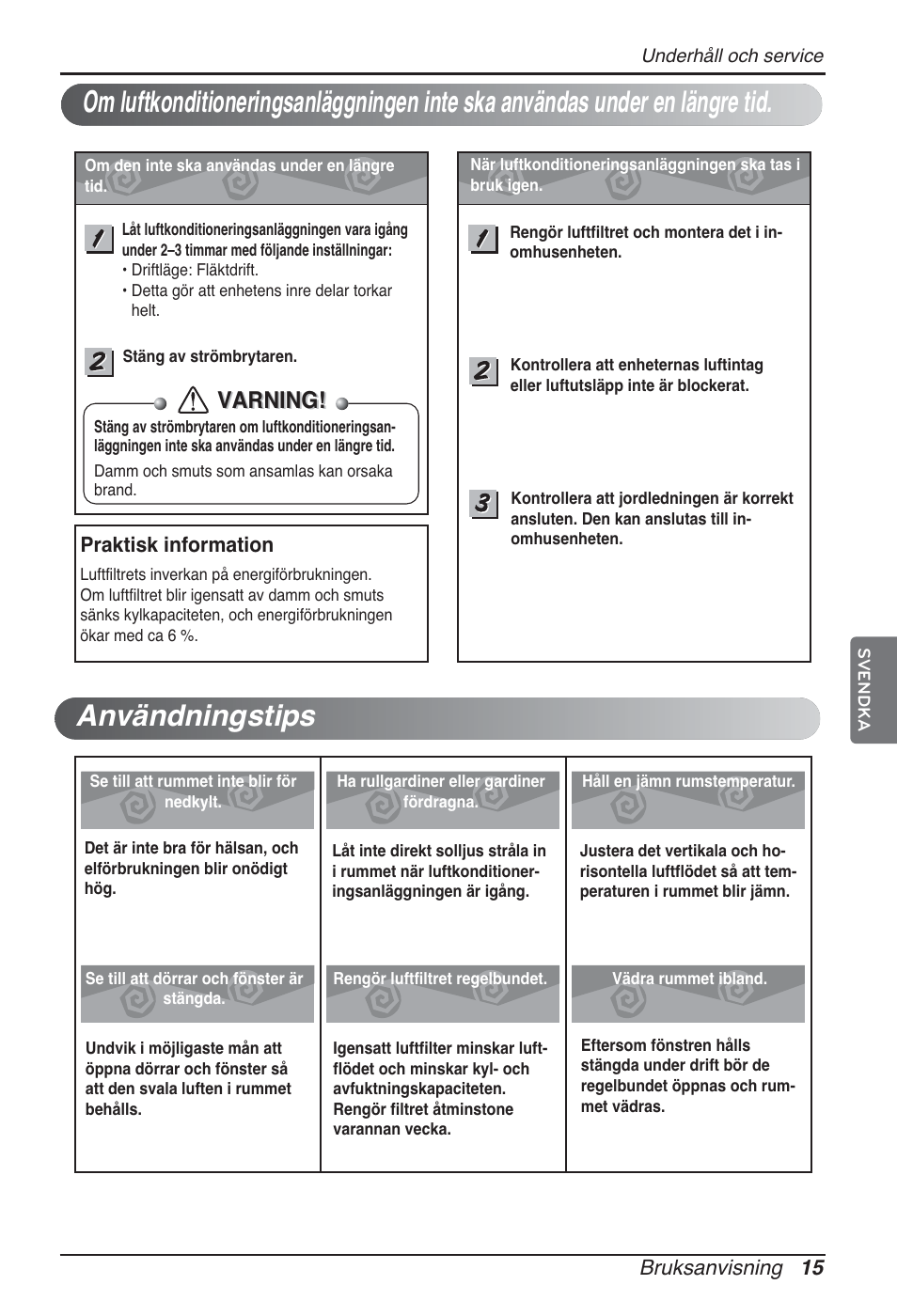 Varning | LG ARNU09GTUC2 User Manual | Page 255 / 273