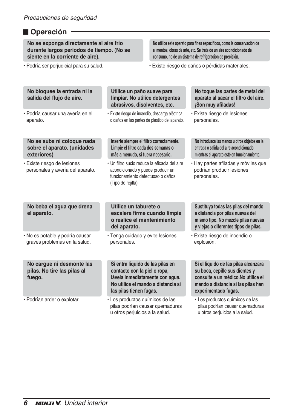 N operación, 6unidad interior | LG ARNU09GTUC2 User Manual | Page 38 / 273