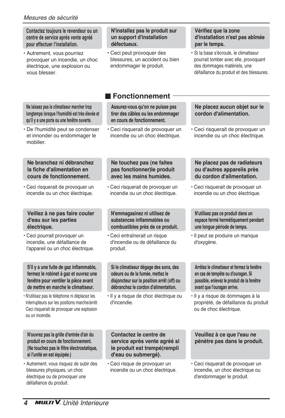 N fonctionnement, 4unité interieure | LG ARNU09GTUC2 User Manual | Page 52 / 273