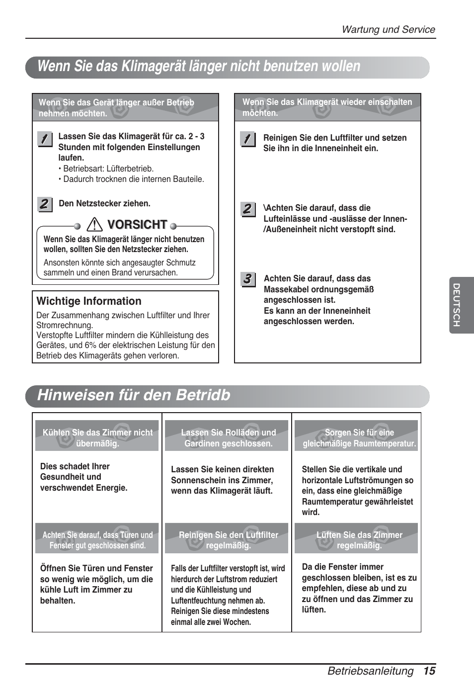 Vorsicht | LG ARNU09GTUC2 User Manual | Page 79 / 273