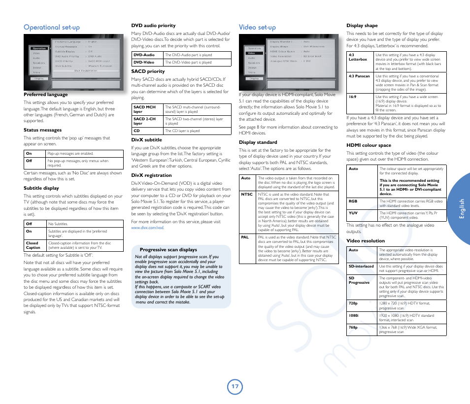 So lo, Mo vie | Arcam Solo Movie 5.1 User Manual | Page 17 / 30