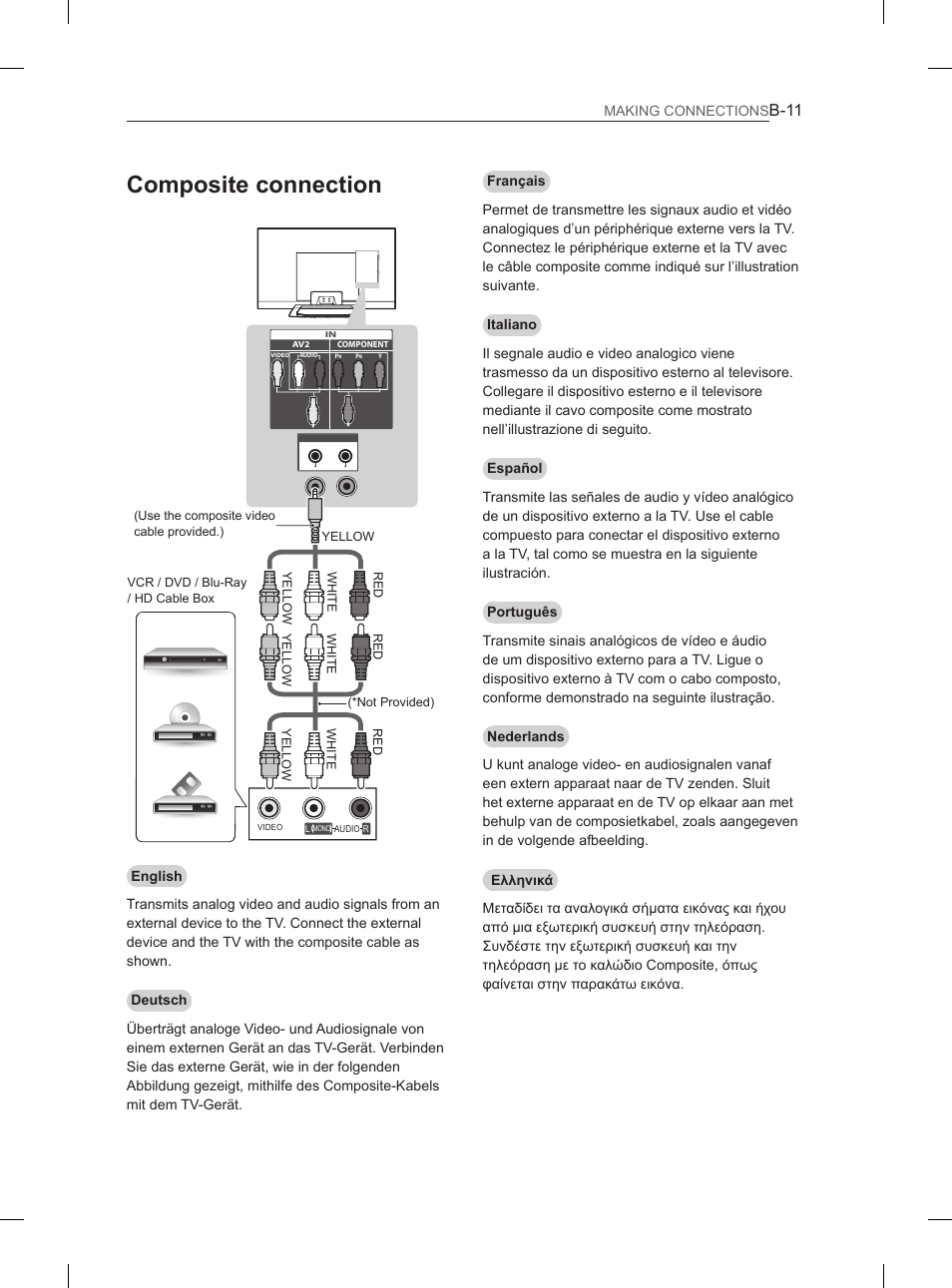 Composite connection, B-11 | LG 37LS575S User Manual | Page 251 / 278
