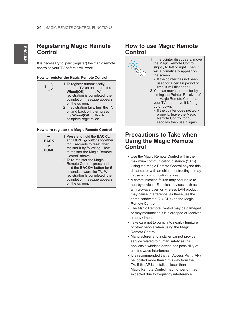 Registering magic remote control, How to use magic remote control | LG 37LS575S User Manual | Page 34 / 278