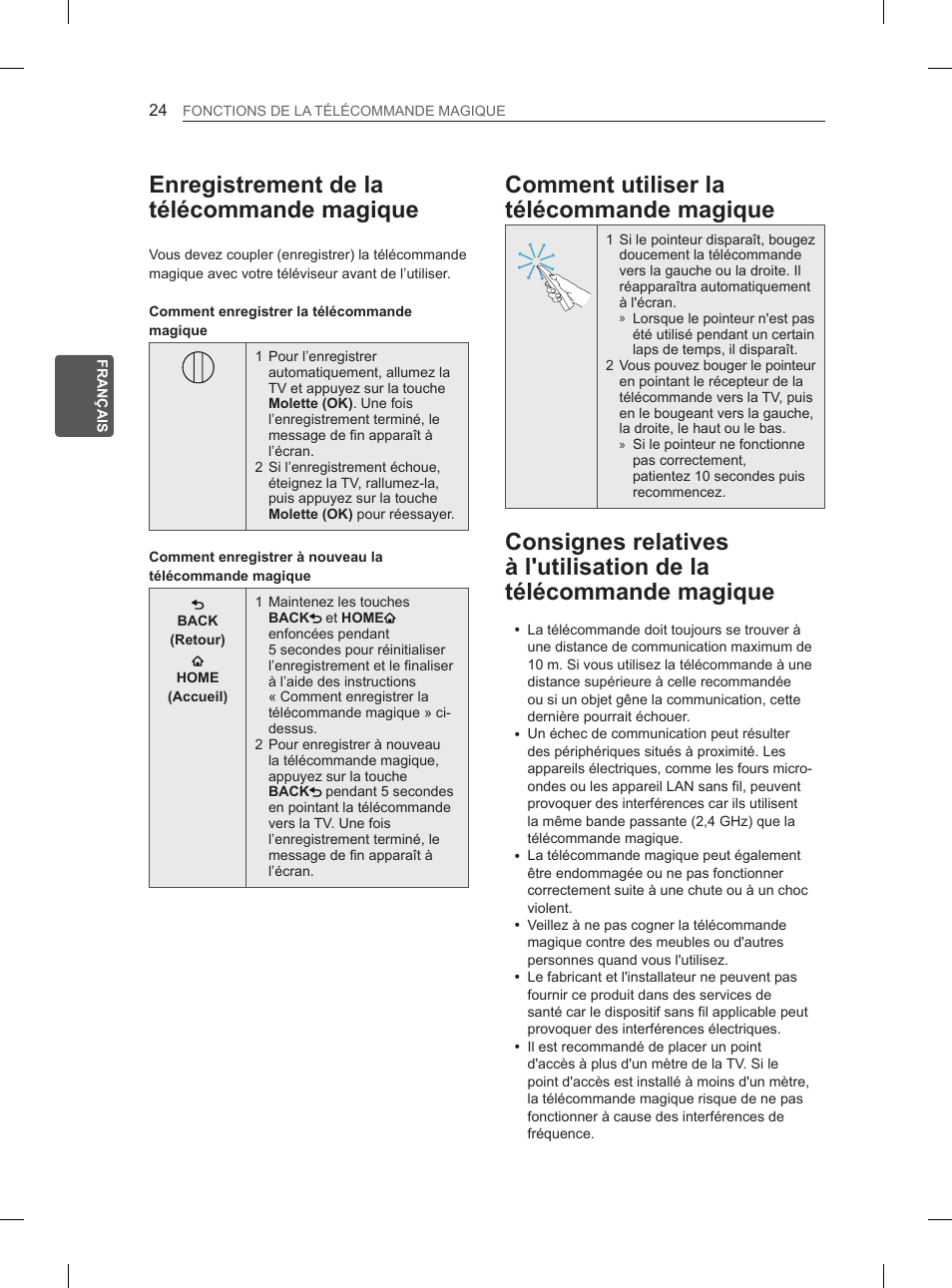 Enregistrement de la télécommande magique, Comment utiliser la télécommande magique | LG 37LS575S User Manual | Page 90 / 278