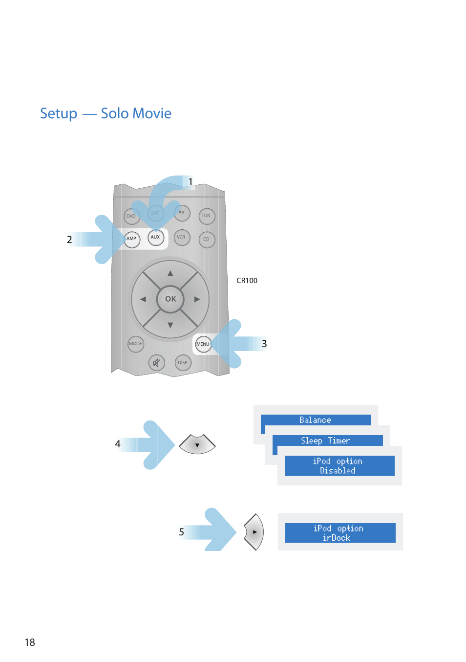Setup, Solo movie | Arcam Doxx irDock User Manual | Page 18 / 32