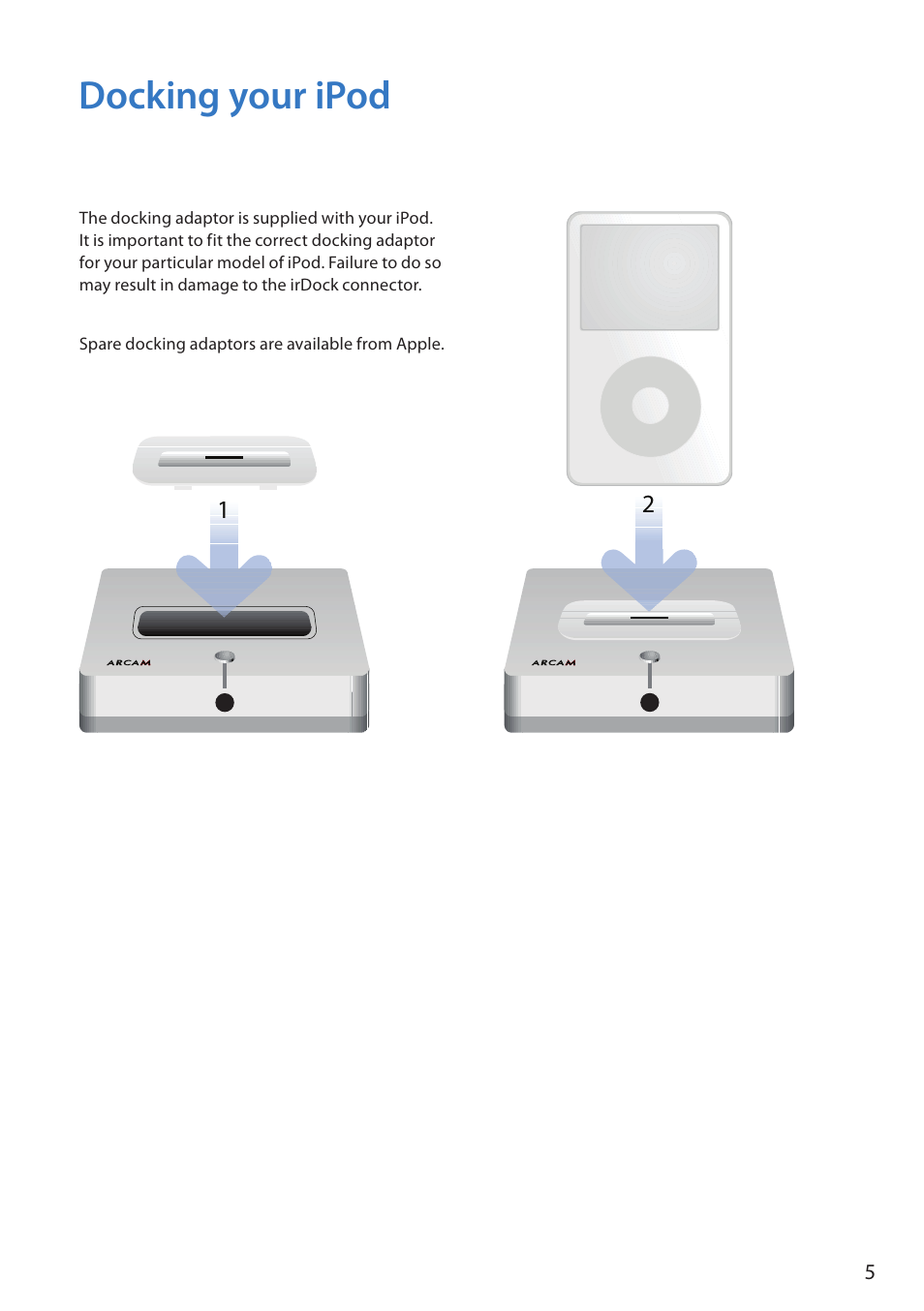 Docking your ipod | Arcam Doxx irDock User Manual | Page 5 / 32