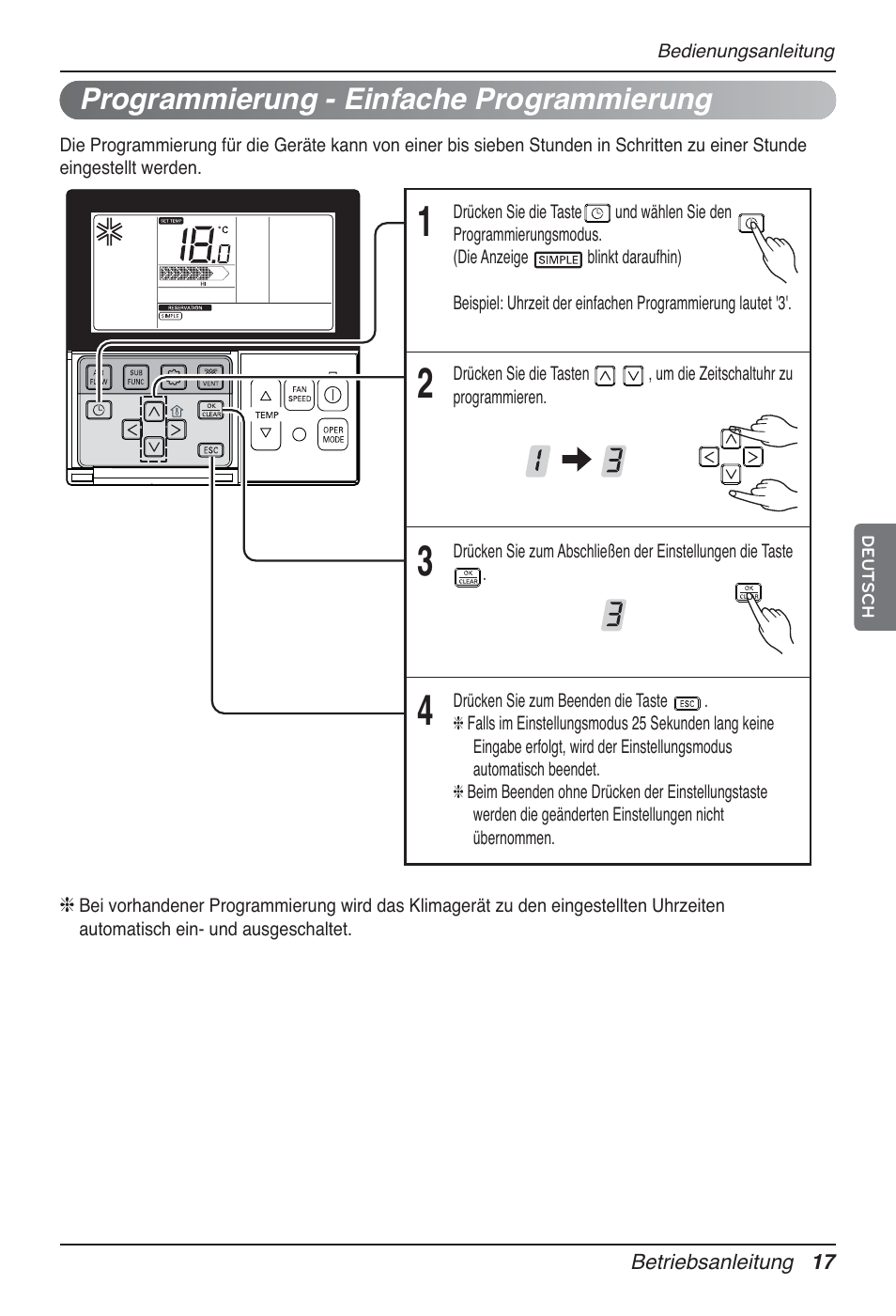 Programmierung - einfache programmierung | LG CB09L User Manual | Page 113 / 193