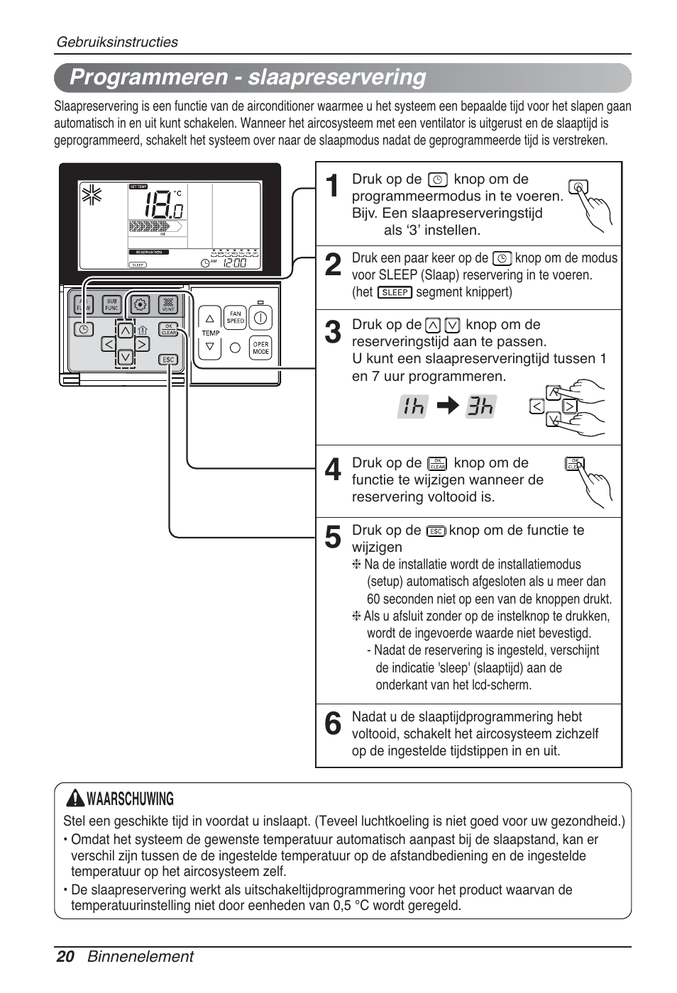 Programmeren - slaapreservering | LG CB09L User Manual | Page 188 / 193