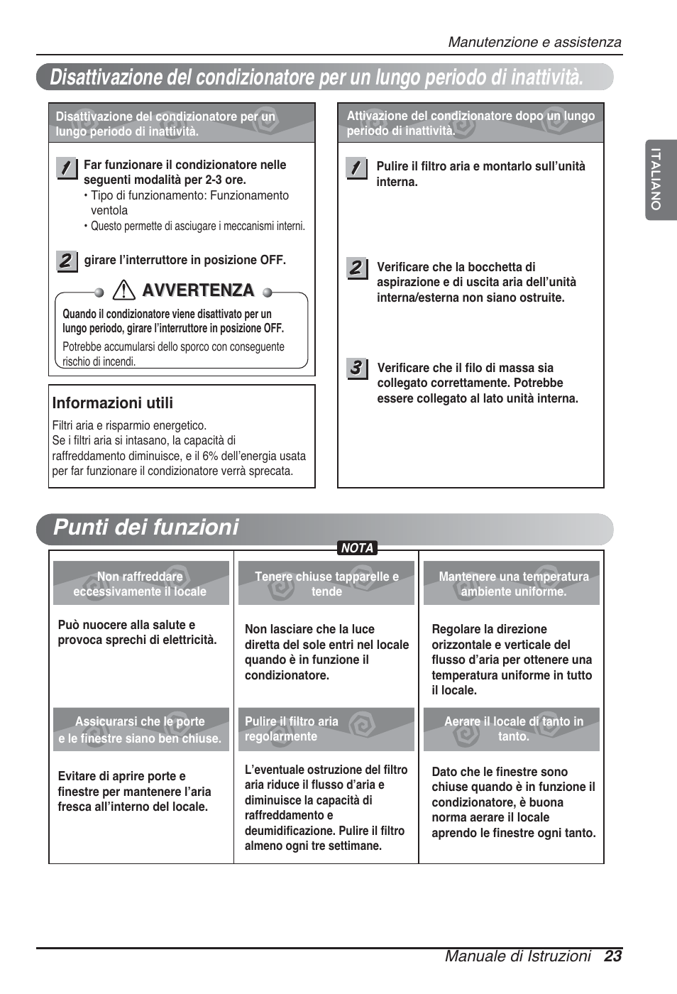 Avvertenza, Manuale di istruzioni 23, Informazioni utili | LG CB09L User Manual | Page 47 / 193