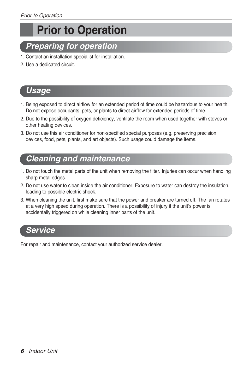 Prior to operation | LG CB09L User Manual | Page 6 / 193