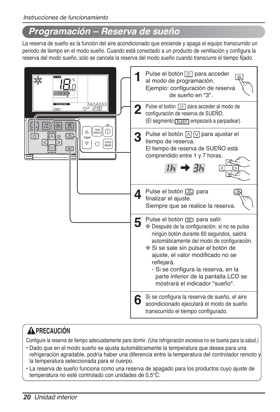 Programación – reserva de sueño | LG CB09L User Manual | Page 68 / 193