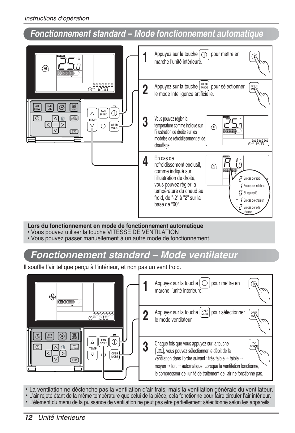 Fonctionnement standard – mode ventilateur | LG CB09L User Manual | Page 84 / 193