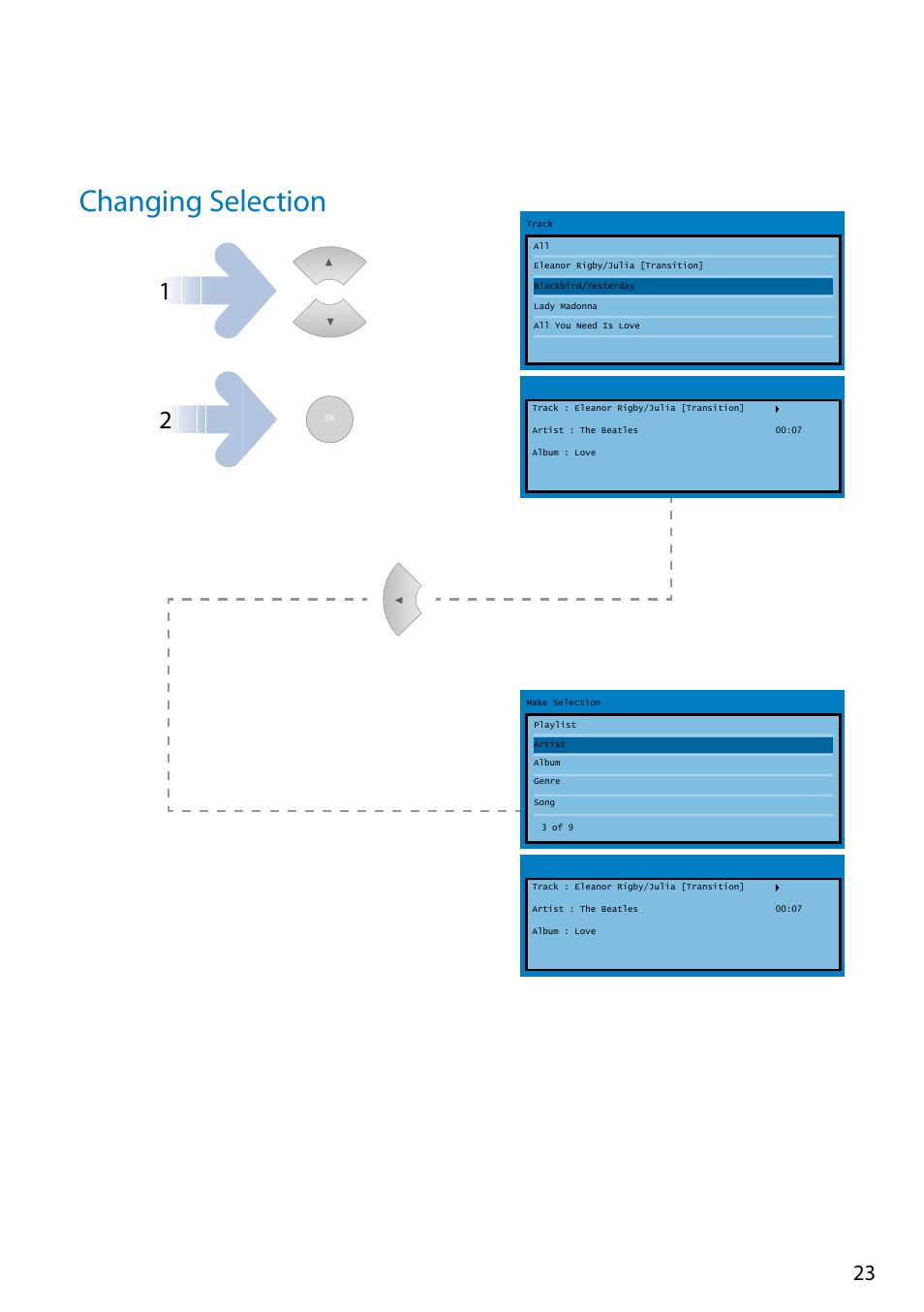 Changing selection | Arcam Doxx drDock User Manual | Page 23 / 26