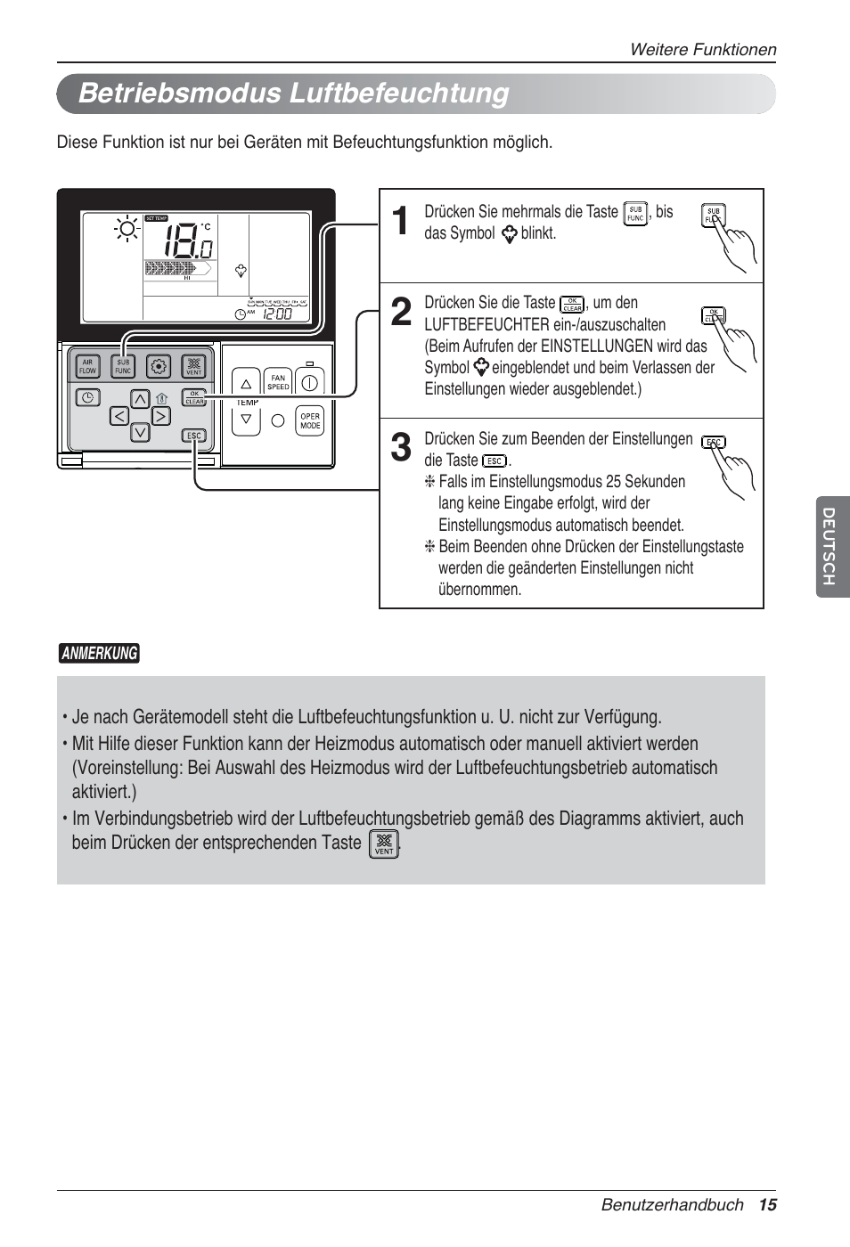 Betriebsmodus luftbefeuchtung | LG LZ-H100GXN0 User Manual | Page 111 / 456