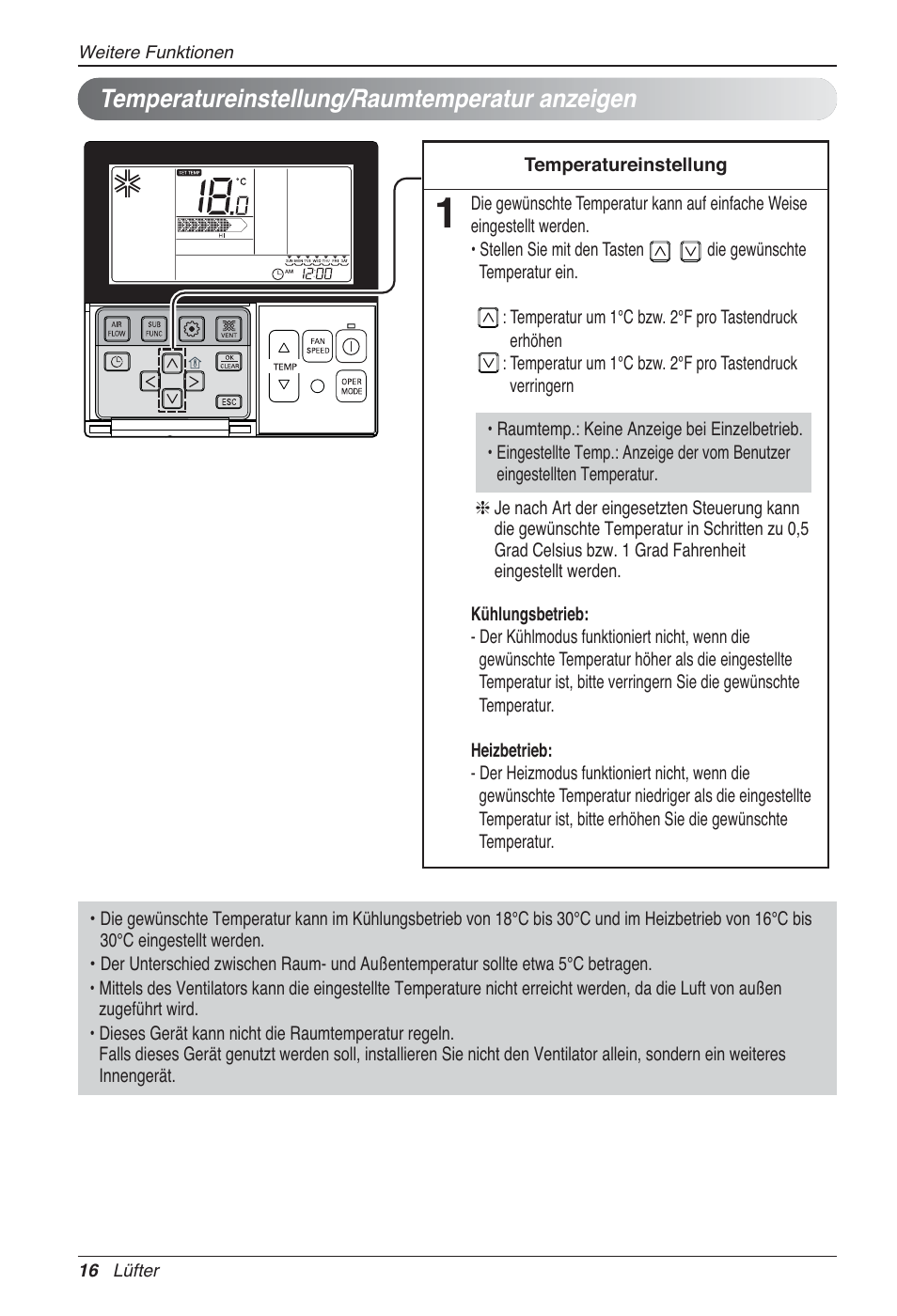 Temperatureinstellung/raumtemperatur anzeigen | LG LZ-H100GXN0 User Manual | Page 112 / 456