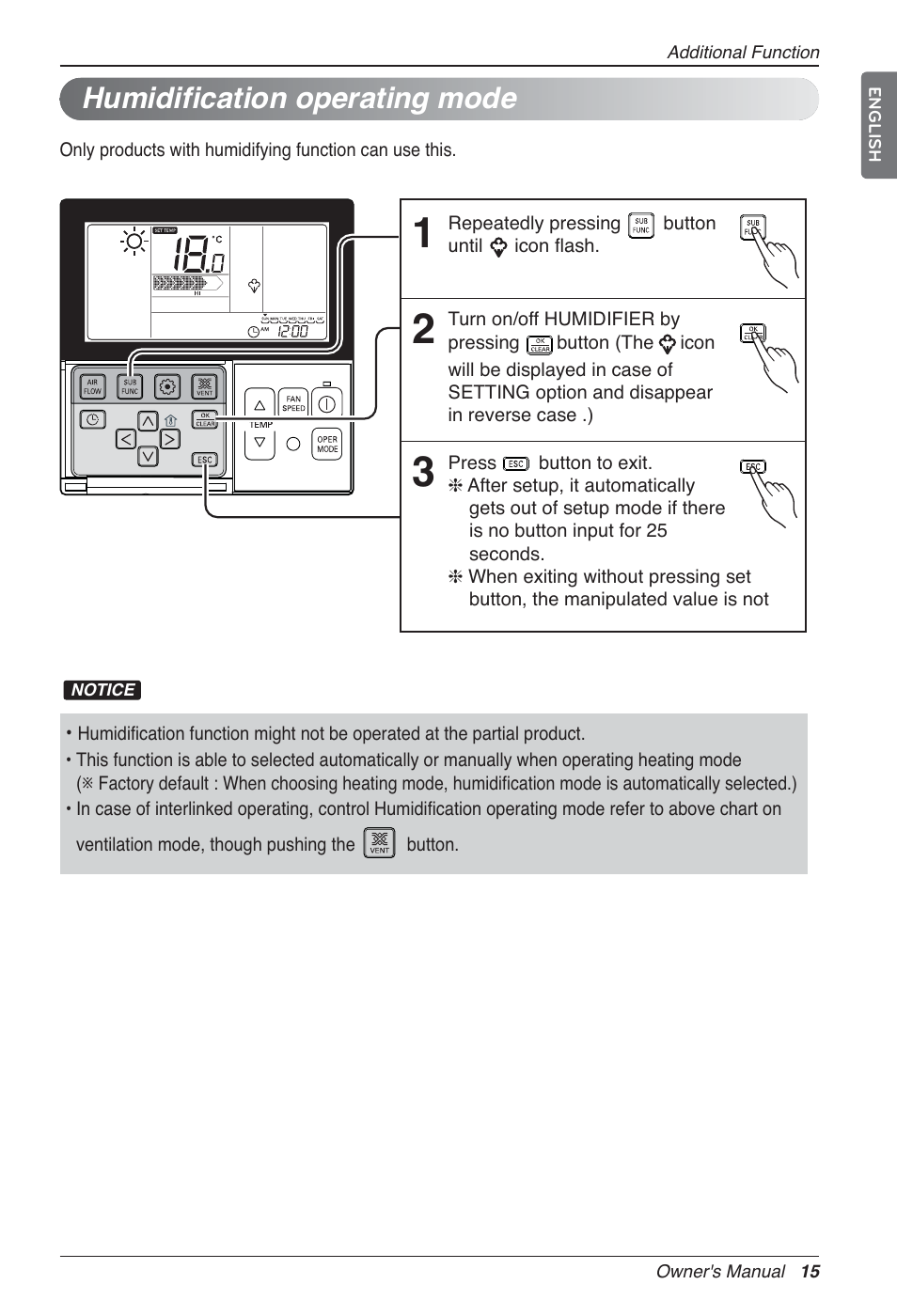 Humidification operating mode | LG LZ-H100GXN0 User Manual | Page 15 / 456