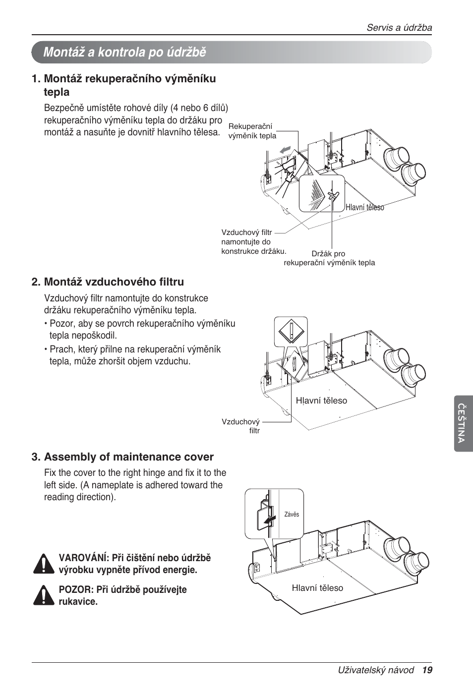 Montáž a kontrola po údržbě | LG LZ-H100GXN0 User Manual | Page 163 / 456