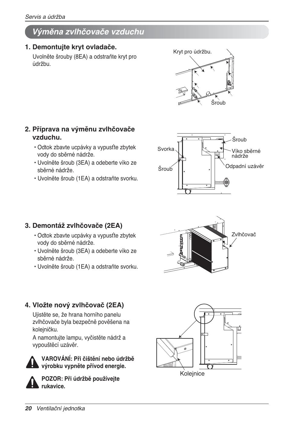 Výměna zvlhčovače vzduchu | LG LZ-H100GXN0 User Manual | Page 164 / 456