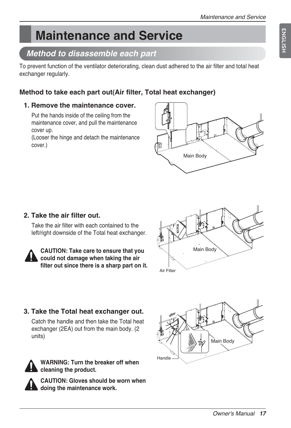 Maintenance and service, Method to disassemble each part | LG LZ-H100GXN0 User Manual | Page 17 / 456