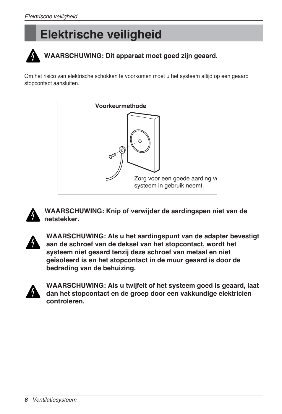 Elektrische veiligheid | LG LZ-H100GXN0 User Manual | Page 176 / 456